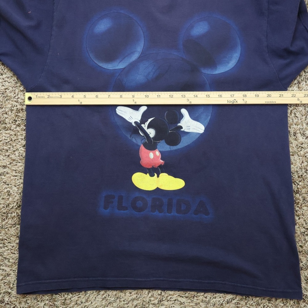 Vintage 90s Mickey Mouse Florida Shirt Navy Large 21.5x28 - Picture 6 of 7